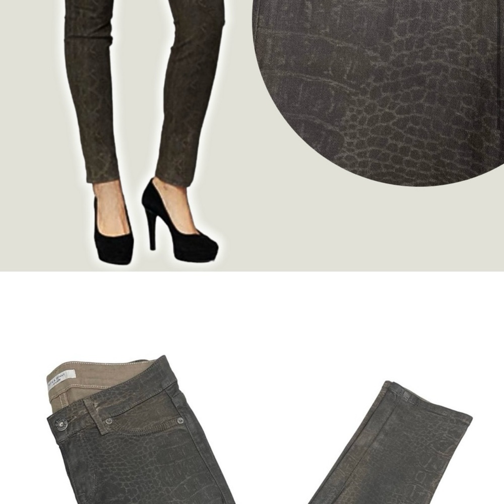RICH & SKINNY Snakeskin Print Wax Coated Skinny Jeans Sz 25